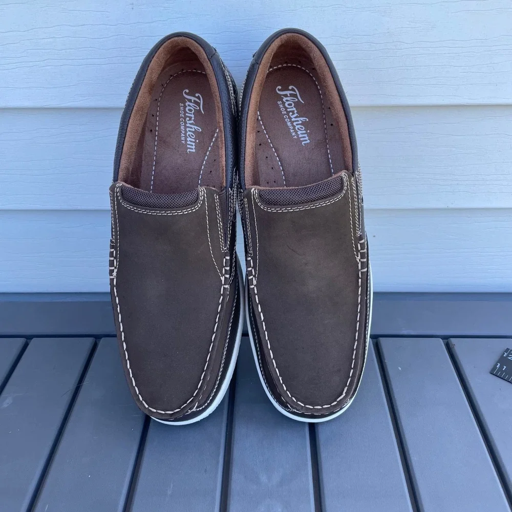 Florsheim Lakeside Slip Brown Leather Loafers Mens 9.5 M Boat Shoes Ne sin Box